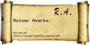 Reiser Avarka névjegykártya
